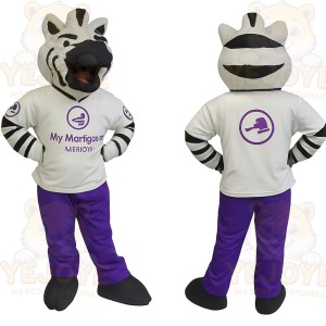 White Black Purple Zebra Mascot Costume