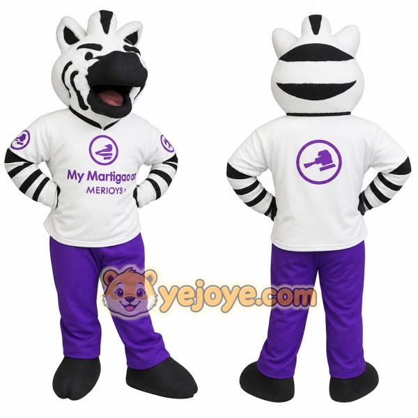White Black Purple Zebra Mascot Costume