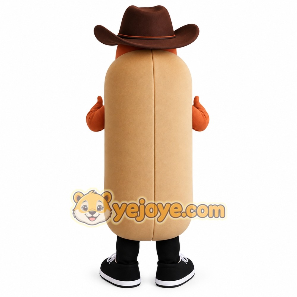 Brown Tan Cowboy Hot Dog Mascot Costume