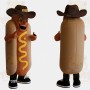 Brown Tan Cowboy Hot Dog Mascot Costume