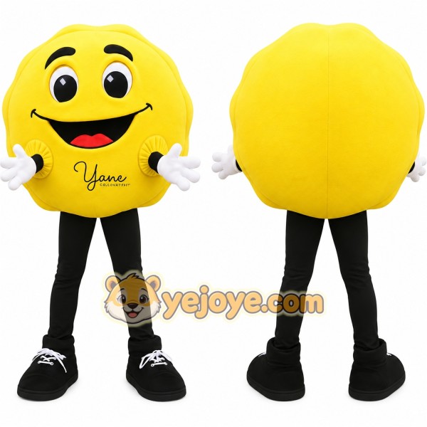 Yellow Black Smiley Face Mascot Costume