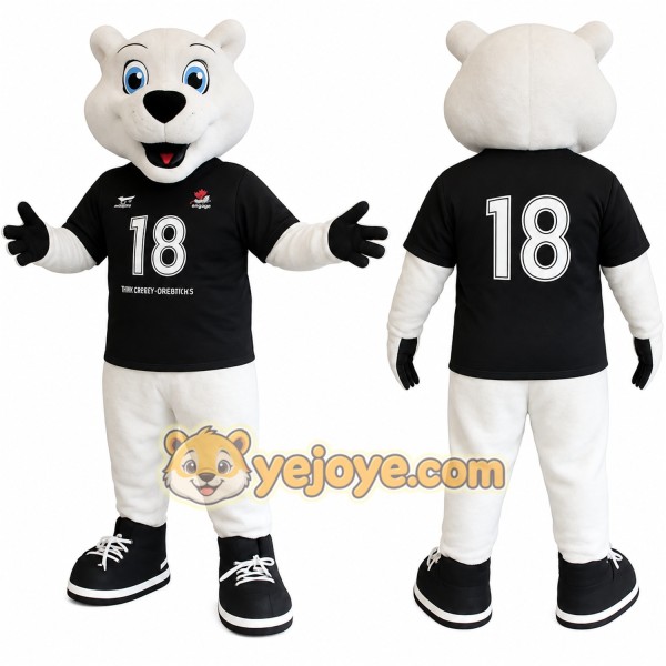 White Black Polar Bear Mascot Costume