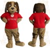 Tan Brown Dog In Red Shirt Mascot Costume