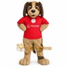 Tan Brown Dog In Red Shirt Mascot Costume Tan Brown Dog In Red Shirt Mascot Costume