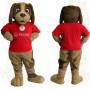 Tan Brown Dog In Red Shirt Mascot Costume