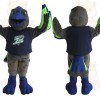Gray Blue Green Bird Mascot Costume