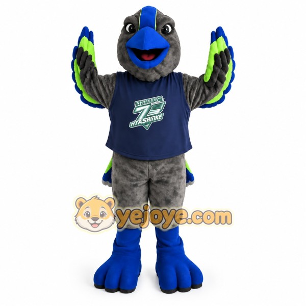 Gray Blue Green Bird Mascot Costume