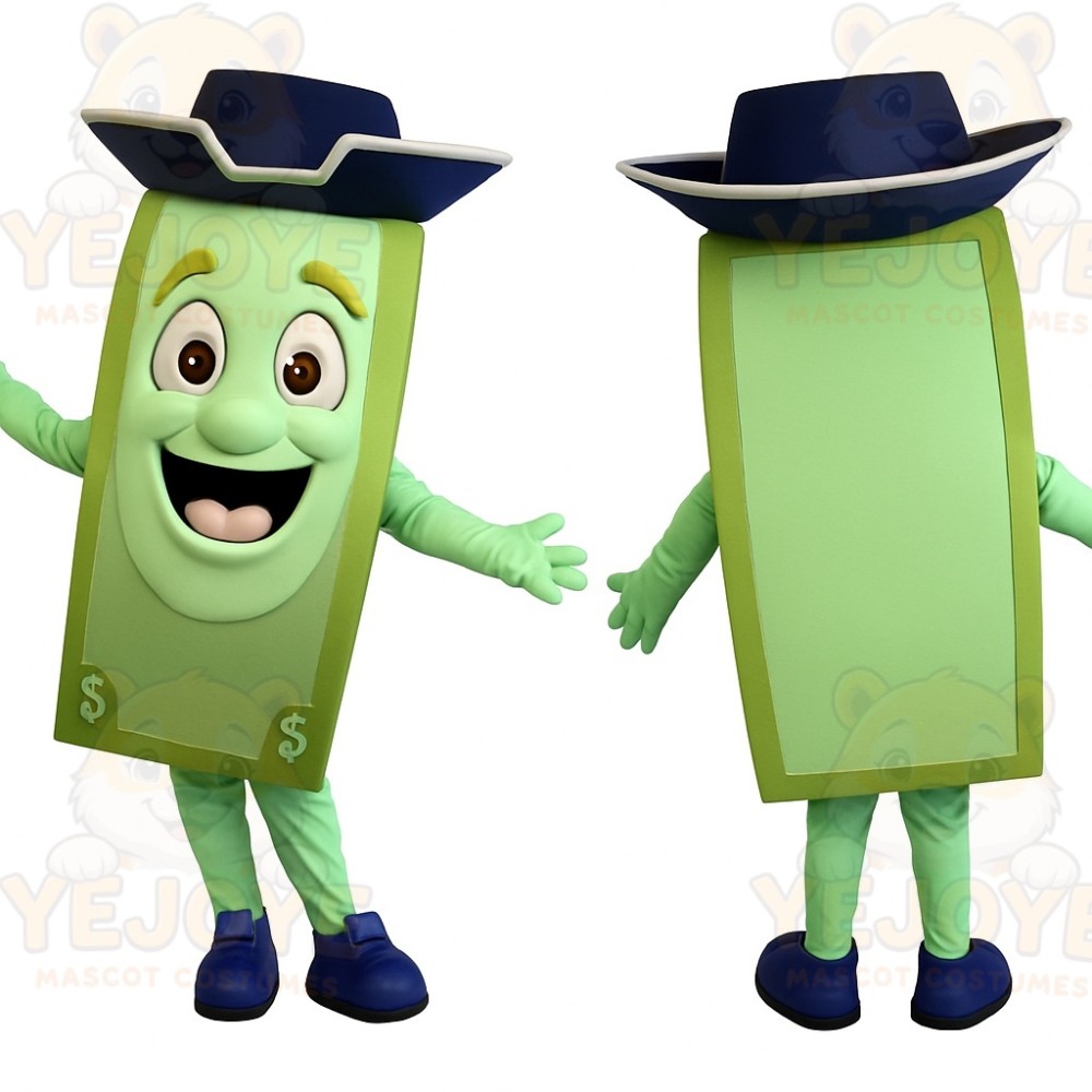Green Navy Dollar Bill Cowboy Mascot Costume