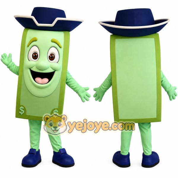 Green Navy Dollar Bill Cowboy Mascot Costume