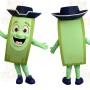 Green Navy Dollar Bill Cowboy Mascot Costume