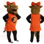 Brown Orange Red Bow Gopher Mascot Costume