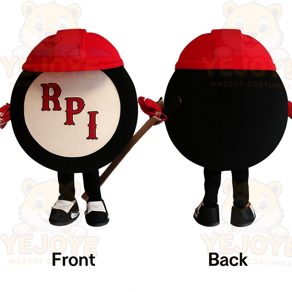 Black White Red Hockey Puck Mascot Costume
