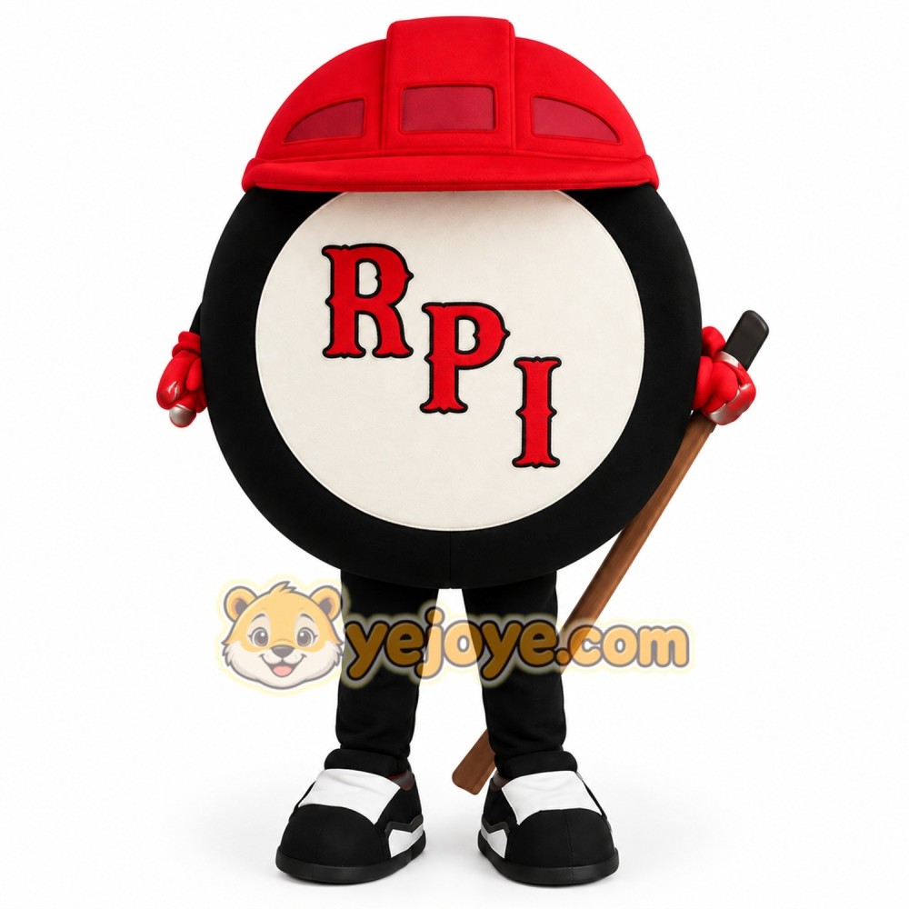 Black White Red Hockey Puck Mascot Costume Black White Red Hockey Puck Mascot Costume
