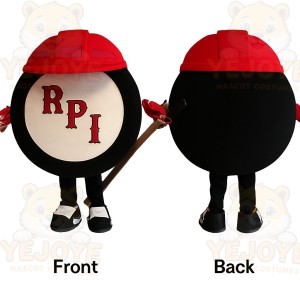 Black White Red Hockey Puck Mascot Costume