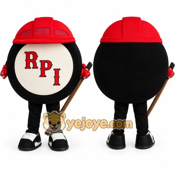Black White Red Hockey Puck Mascot Costume