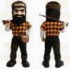 Orange Black Bearded Lumberjack Mascot Costume