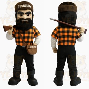 Orange Black Bearded Lumberjack Mascot Costume