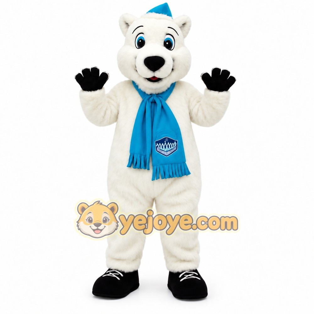 White Blue Polar Bear Mascot Costume