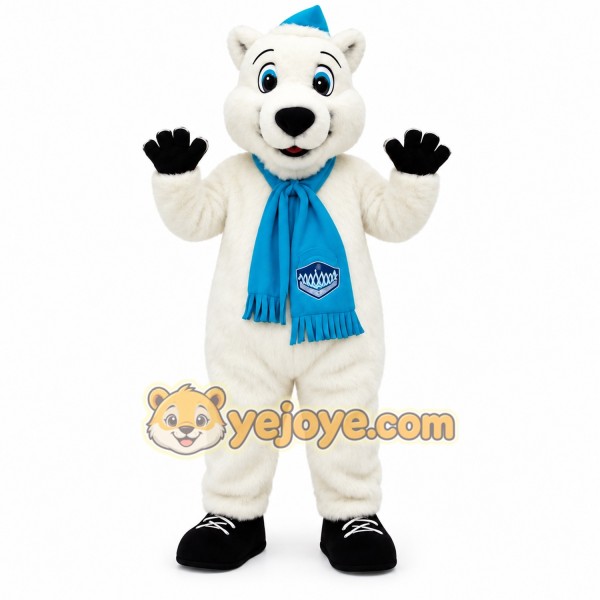 White Blue Polar Bear Mascot Costume