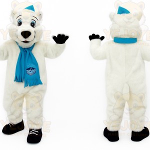 White Blue Polar Bear Mascot Costume