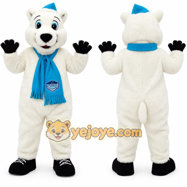 White Blue Polar Bear Mascot Costume
