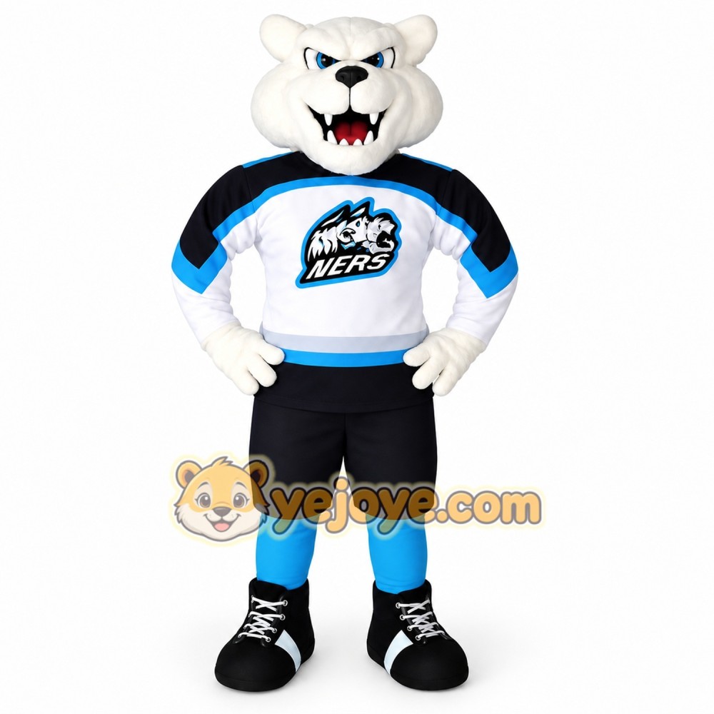 White Blue Black Polar Bear Mascot Costume