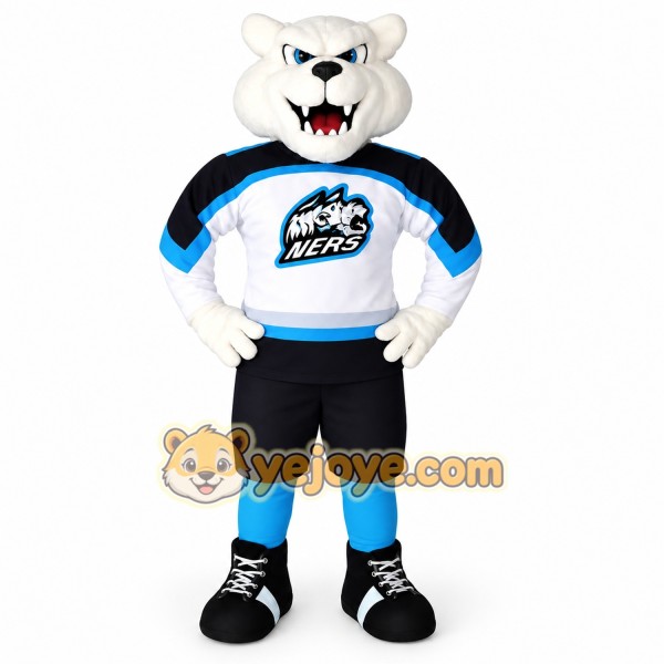 White Blue Black Polar Bear Mascot Costume