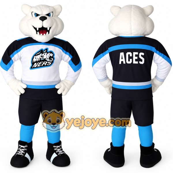 White Blue Black Polar Bear Mascot Costume