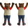Brown Red Beige Explorer Bear Mascot Costume