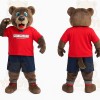 Brown Bear Red Shirt Navy Shorts Mascot Costume
