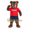 Brown Bear Red Shirt Navy Shorts Mascot Costume Brown Bear Red Shirt Navy Shorts Mascot Costume
