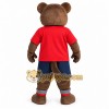 Brown Bear Red Shirt Navy Shorts Mascot Costume Brown Bear Red Shirt Navy Shorts Mascot Costume