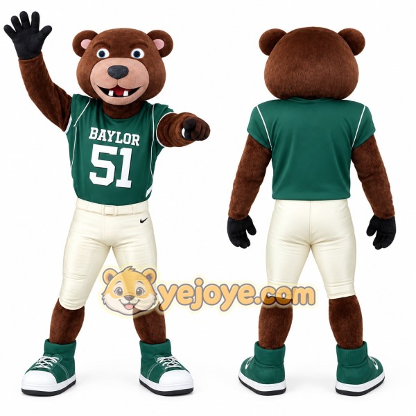Brown Green Beaver Football Mascot Costume