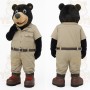 Black Khaki Safari Bear Mascot Costume