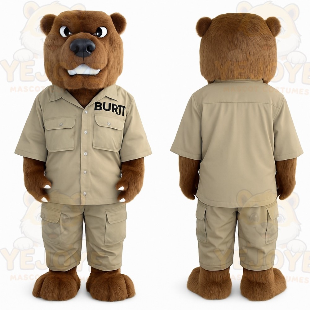 Brown Khaki Safari Bear Mascot Costume