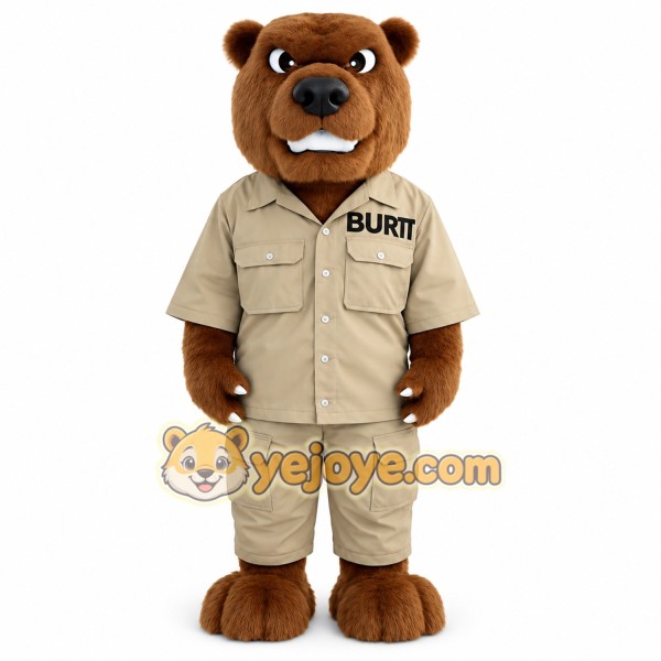 Brown Khaki Safari Bear Mascot Costume Brown Khaki Safari Bear Mascot Costume