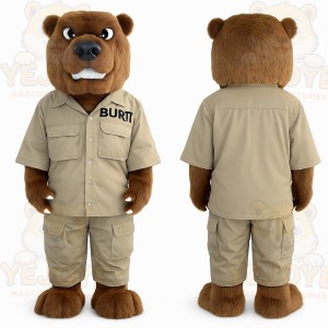 Brown Khaki Safari Bear Mascot Costume