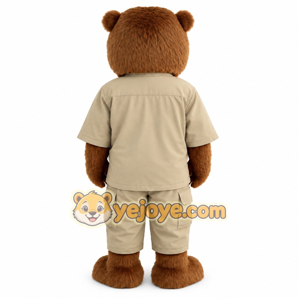Brown Khaki Safari Bear Mascot Costume Brown Khaki Safari Bear Mascot Costume