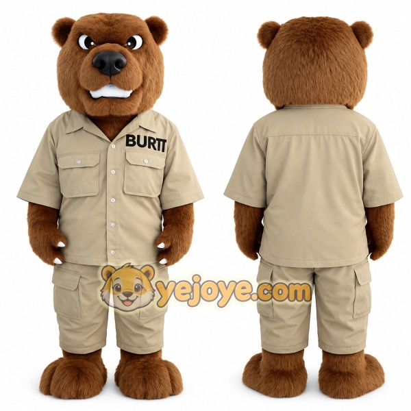 Brown Khaki Safari Bear Mascot Costume