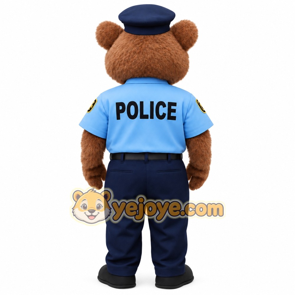 Brown Light Blue Police Bear Mascot Costume Brown Light Blue Police Bear Mascot Costume