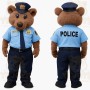 Brown Light Blue Police Bear Mascot Costume