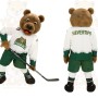 Brown Green White Hockey Bear Mascot Costume