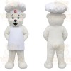 White Chef Bear With Apron Mascot Costume