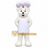 White Chef Bear With Apron Mascot Costume White Chef Bear With Apron Mascot Costume