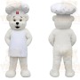 White Chef Bear With Apron Mascot Costume