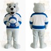 White Blue Hockey Polar Bear Mascot Costume