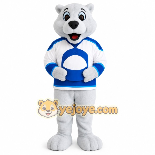 White Blue Hockey Polar Bear Mascot Costume White Blue Hockey Polar Bear Mascot Costume