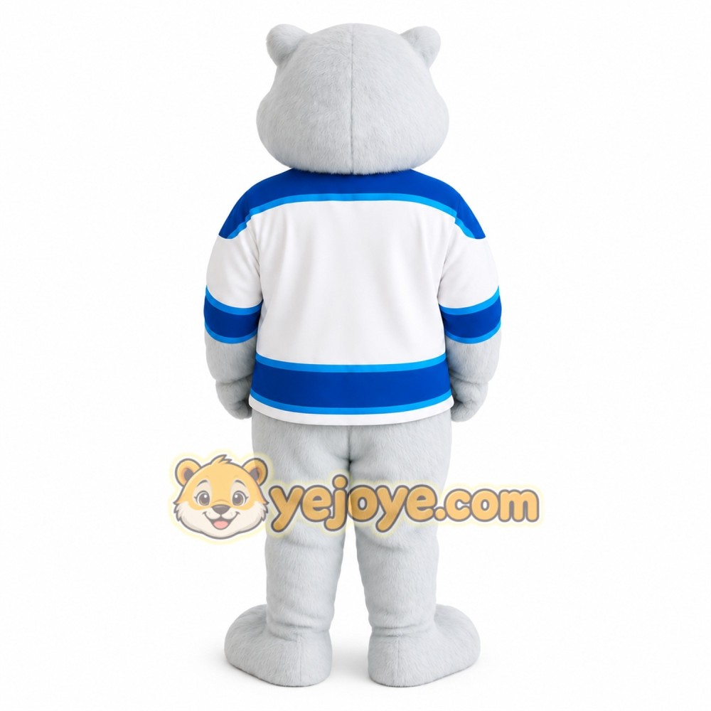 White Blue Hockey Polar Bear Mascot Costume White Blue Hockey Polar Bear Mascot Costume