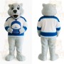 White Blue Hockey Polar Bear Mascot Costume