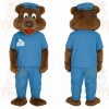 Brown Blue Bear Mascot Costume